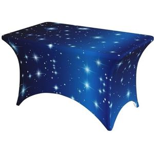RAIZHE Blauwe ster patroon Hoge elastische rechthoekige tafelkleed 1,5 m, 92% polyester 8% spandex, speciaal ontworpen voor feest bruiloft banketten, wasbaar in de machine