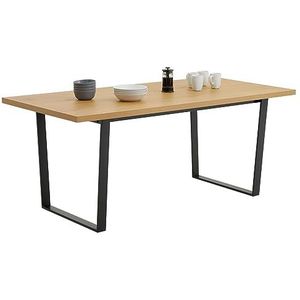 CARO-Möbel Eettafel VIDAGO 90x180 cm met frame van metaal en tafeloppervlak in wilde eiken decor, moderne Russische tafel in houtdecor en metalen poten