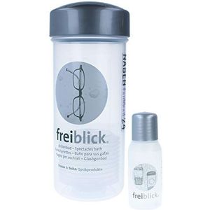 freiblick Brillenbad SET | schudbad voor efficiënte brilreiniging (zilvergrijs, klein)