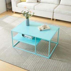 [en.casa] Salontafel Solund bijzettafel metalen tafel met opbergruimte rechthoekig 45x90x60 cm mintblauw