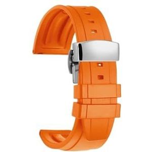 20mm 22mm for IWC for Portugal for Pilot for Spitfire Mark 18 for IW328201 for IW377709 Siliconen horlogeband Quick Release Mannen Rubber Horlogeband (Color : Orange-steel Folding, Size : 22mm)