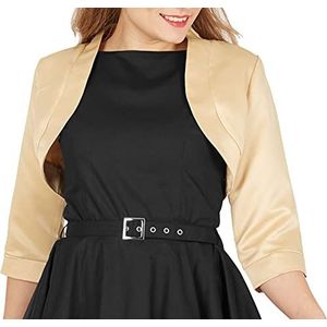 BlackButterfly Satijn Bolero Jasje - Half Mouw (Goud, XS)