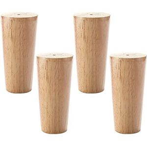 4 stuks natuurrubber houten tafelkastpoten, massief verdikte bankpoten, 12 cm, 15 cm, 20 cm ronde massief houten meubelpoten, for fauteuils, kasten, dressoirs vervangende voeten, schuin 10 cm/3,9 inch