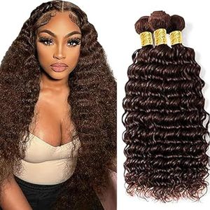 Tuheerst #4 Chocolate Brown Bundles Human Hair Double Weft Deep Wave Menselijk haar Extensions Unprocessed Brazilian Virgin Hair maagdelijk haar 20 22 24 Zoll Total 3 Bundles Total 150g