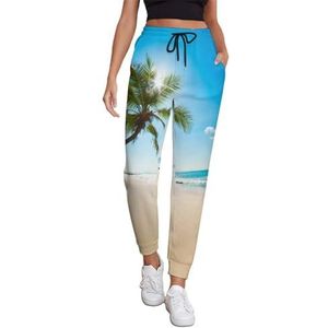 Hawaii Tropical Beach Joggingbroek voor dames, hardloopbroek, joggingbroek, vrijetijdsbroek, elastische taille, lang, met zakken