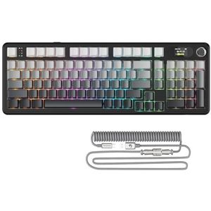 ATTACK SHARK X98PRO Gasket Mechanisch Gaming toetsenbord,BT/2.4G Draadloos/USB-C,LED Scherm&CNC knop,RGB Zijkant Gegraveerd,98 Toetsen Hot-Swap Lineaire Schakelaar,4000mAh,voor PC,MAC-Zwart Gradiënt