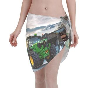 Reserveonderdelen voor landbouwmachines print elegante strandwrap, bikini cover-up, badkleding jurk, voor vrouwen, perfect voor zwembad en resort, zwart, Zwart, one size