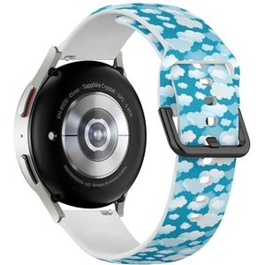 Sportieve zachte band compatibel met Samsung Galaxy Watch 6 / Classic, Galaxy Watch 5 / PRO, Galaxy Watch 4 Classic (blauwe wolken) siliconen armband accessoire