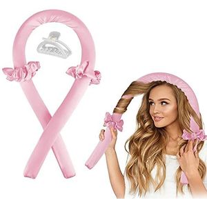 Heatless Curls Band Curling Ribbon, Haarrollers voor Meisjes en Vrouwen DIY Stijl (Roze)