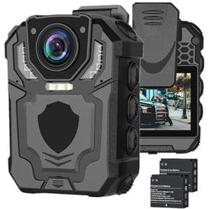 Lichaamscamera T5 Op het lichaam gedragen camera HD 1296P DVR Video Beveiligingscamera IR Nachtzicht Draagbare mini-camcorders Loop-opname Politiecamera met audio en video(64GB Camera)