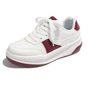 kumosaga Damesplatformsneakers, dames casual schoenen met veters, antislip platform mode sneaker trainers for school/werk/vrije tijd (Color : Wine red, Size : 40 EU)