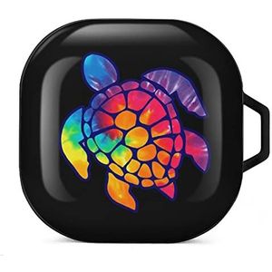 Tie Dye Cool Sea Turtle-1 Oordopjes hoesje compatibel met Samsung harde beschermhoes zwart stijl