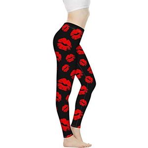 Biyejit Vrouwen Yoga Broek Hoge Taille Leggings Voor Dames Workout Leggings voor Vrouw, RODE LIPS KISS, M