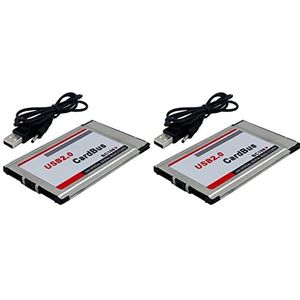 BRIUERG 2X PCMCIA naar USB 2.0 CardBus Dual 2 Port 480 M Card Adapter voor Laptop PC Computer