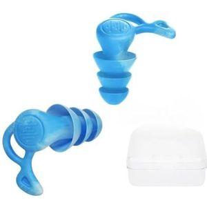 3-laags anti-geluid siliconen herbruikbare oordopjes waterdichte zwemmen oordopjes voor slapen duiken surfen zacht comfort oorbeschermer (blauw)