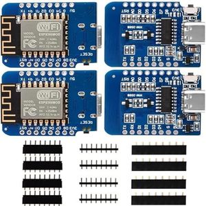 4 x NodeMCU WiFi D1 ESP8266 5V ESP8266-12F FT232 WLAN type C Flash-geheugenmodule (type C) 4 stuks