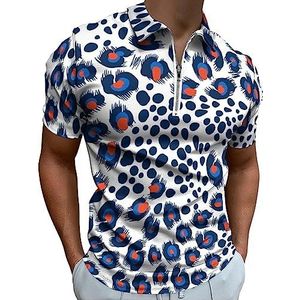 Luipaard Huid Patroon Polo Shirt voor Mannen Casual Rits Kraag T-shirts Golf Tops Slim Fit