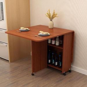 Multifunctionele ruimtebesparende eettafel met 6 wielen en 2 opbergrekken, opvouwbare keukentafel, uitschuifbare eettafel for keuken, slaapkamer, woonkamer (Color : I)