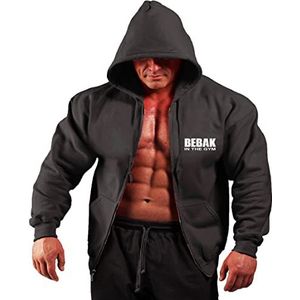 BEBAK Heren Gym Hoodie | Rits Pullover Hoody Kleding voor Mannen Bodybuilding Top Arnold Schwarzenegger Geïnspireerd Sweatshirt T-shirt S M L XL 2XL 3XL 4XL 5X, Zwart, 3XL