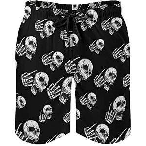 Rock 'N Roll Skull Zwembroek voor heren, bedrukte boardshorts, strandshorts, badmode, badpakken met zakken, XL