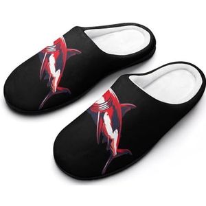 Shark Diver Scuba vrouwen Slippers Casual Huis Schoenen Katoenen Slippers Indoor Slippers met Rubberen Zool 11-12 (42-43)