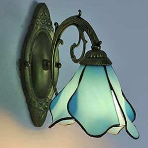 Antieke Glas-In-Lood Wandlamp Tiffany Stijl Antieke Wandlamp Woonkamer Slaapkamer Gang Balkon Trap