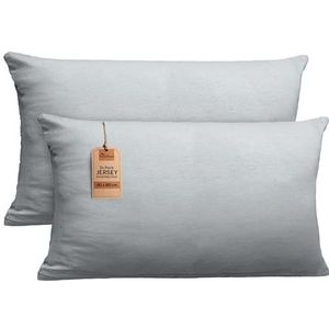 NatureMark 2-pack jersey kussensloop kussenslopen zijslaper nekkussen vele maten en kleuren OEKO-TEX (40 x 80 cm, zilvergrijs)