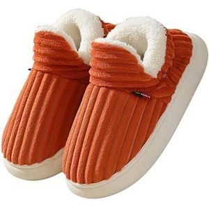 Katoenen pantoffels, unisex, comfortabele pluizige pantoffels, zachte antislip pantoffels van traagschuim, lichtgewicht dameswinterslippers (Color : Orange, Size : 42-43/27CM)