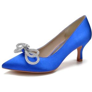 SYDZSW Zijden Bruiloft Schoenen Ivoor Bruidsschoenen Bruiloft Uitnodiging Schoenen met Strass 35-43, Blauw, 43 EU