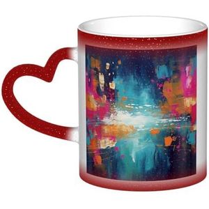 VTCTOASY Abstract Olieverfschilderij Print Kleur Veranderende Koffie Mok Keramische Thee Cups Geïsoleerde Reizen Mok Cup