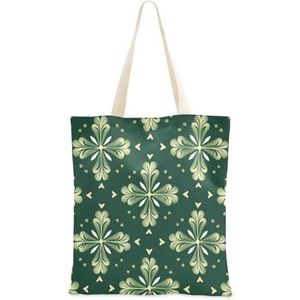 KUEJOP Canvas draagtassen St. Patrick's Day Boho groene bloemen multifunctionele herbruikbare canvas tassen te gebruiken voor boodschappentassen, boodschappentassen, geschenkzakken, Meerkleurig, One