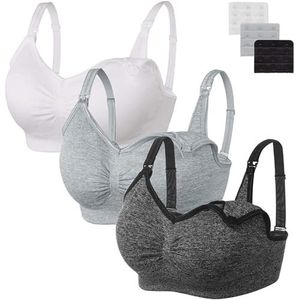 HBselect 3 Pack vrouwen verpleegkundige BH draadloze naadloze moederschap Bra borstvoeding Bras Bralette met verwijderbare BH Pads Extenders