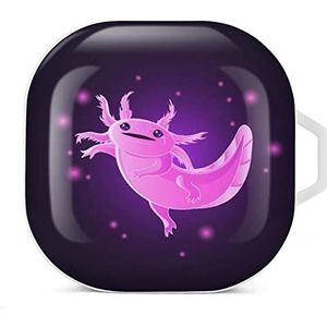 Kawaii roze Axolotl oordopjes hoesje compatibel met Samsung hard shell beschermhoes wit stijl