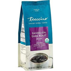 Teeccino Organic Chicory Herbal Coffee (Gluten Free) Dandelion Dark Roast 10 oz