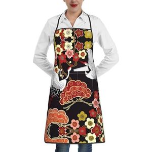 ZhaoYuGoods Flying Birds Crane Heron Schorten met zakken voor vrouwen, stijlvolle kookschorten voor keuken tuinieren salon, ideale print schort, Vliegende vogels Kraan Reiger, Eén maat