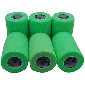 PintoMed Cohesive Bandage - Neon Groen - 6 rollen x 7,5 cm x 4,5 m zelfklevend flexibel verband, eerste hulp, verwondingen
