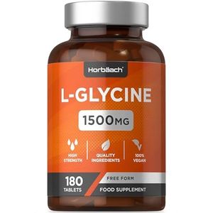 Glycine 1500mg | Hoge Dosering & Veganistisch | 180 Vegan Stk | Aminozuur L-Glycine Supplement | Horbaach