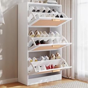 Moimhear Huishouden en wonen, meubels, houtmateriaal & rotan, natuur schoenenkast schoenenrek voor smalle gangen - Afmetingen: B60 / H109,5 / T24 cm (wit)