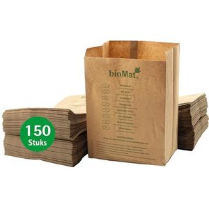 bioMat Composteerbare Papieren Zakken van 10 Liter Voor GFT-Afval, 150 Afvalzakken van Gerecycled Papier, Vochtbestendig, Dubbele Bodem, Geproduceerd in de EU