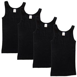 HERMKO 2000 4-pack meisjesonderhemden van 100% biologisch katoen, tanktop, zwart, 128 cm
