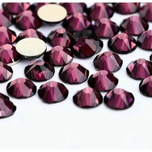 2088 DIY kristal nageldecoraties zonder hotfix, 8 grote en 8 kleine strass steentjes, platte achterkant, plaknagels voor nagelkunst - amethist - SS16-1440 stuks