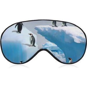 Pinguïns On The Iceberg oogmasker voor dames en heren, ademend en verstelbaar oogmasker, ultrazacht slaapmasker, lichtgewicht reisblinddoek voor vliegtuig, dutje, nachtslapen