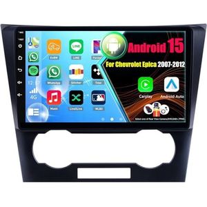 Android 15 Autoradio Voor Chevrolet Epica 2007-2012 met Draadloze Carplay Android Auto, 9 Inch Autoscherm Soporta Bluetooth WIFI GPS FM/RDS(4Core(2+32GB))