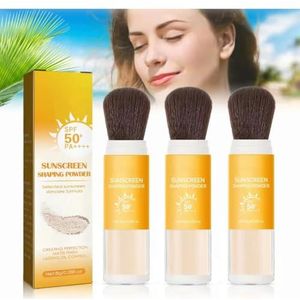 Mineral Translucent Sunscreen Setting Powder with Brush, Daily SPF 50 Sunscreen Setting Powder, Oil Control Natural Matte Finish, Lasting Lightweight Breathable, All Skin (3 PCS)