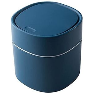 Prullenbak Vuilnisemmer 2L Grote capaciteit Mini Prullenbak Kan Desktop Afvalbak Mand met Push-knop Lid for Thuis Keuken Office Cleaning Tool Afvalemmer Vuilnisbak (Color : Blue)