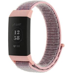 Strap-it nylon band - roze - Geschikt voor Fitbit Charge 4