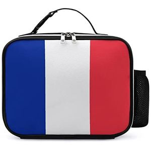 Vlag van Frankrijk Draagbare Geïsoleerde Lunch Zakken Box Tote Volwassenen Koeltas voor Mannen & Vrouwen Werk Picknick