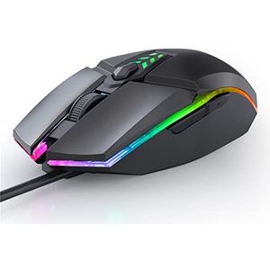 SanSixi Gaming-muis, 1600 DPI, optische 6 toetsen, USB-achtergrondverlichting, RGB-muis voor notebook, desktop-muis (zwart)