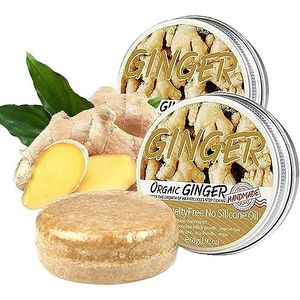 Ginger Hair Regrowth Shampoo-bar, gember-haargroei-shampoo-repen, solide, shampoo tegen haaruitval, bevordert een gezonde haargroei, 2 stuks