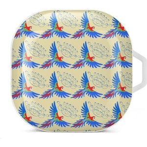 Macaw papegaaienpatroon oordopjes hoesje compatibel met Samsung hard shell beschermhoes witte stijl